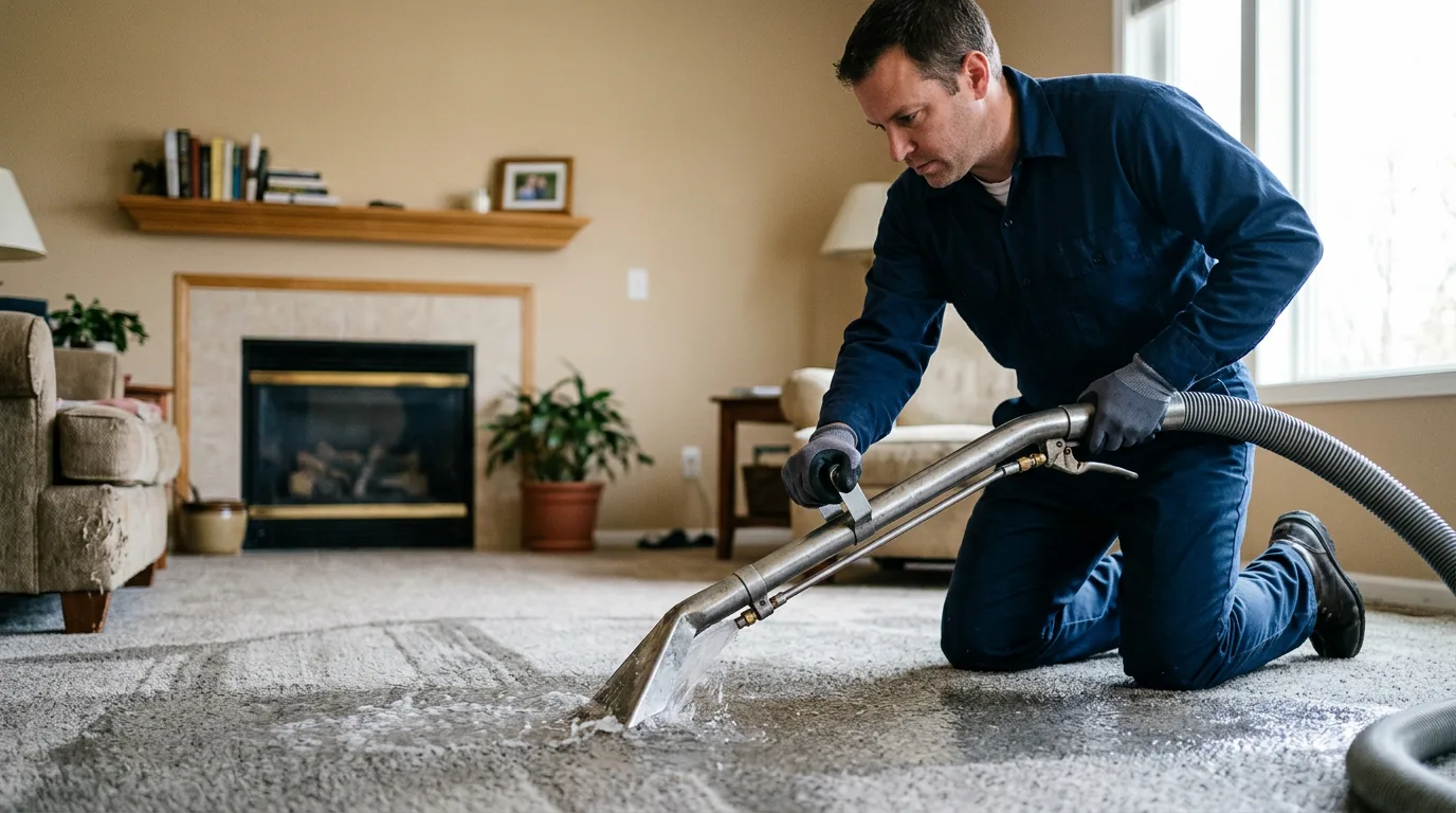 Water damage restoration technician working near Buchanan, ND